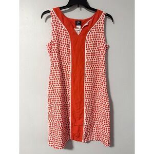 Studio ESY Womens Orange White Polka Dot Linen Blend Sleeveless Shift Dress M‎